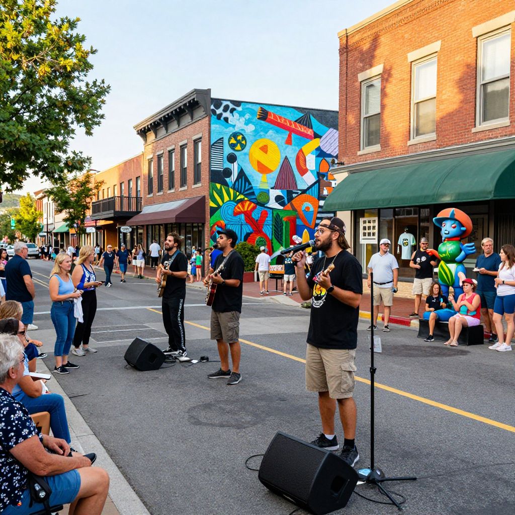 Downtown Asheville street performers and public art