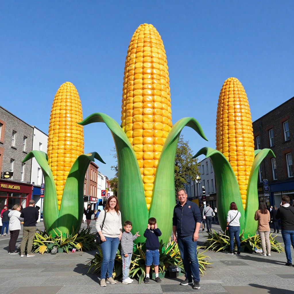 Field of Giant Corn Ears in Downtown Dublin