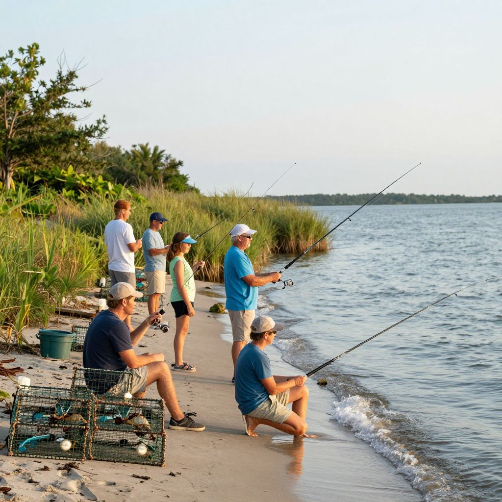 Fishing or crabbing along the Currituck Sound