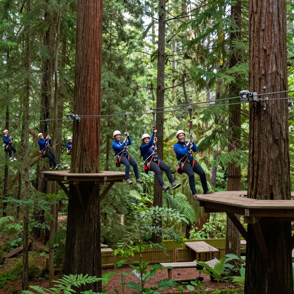 Treetop zipline