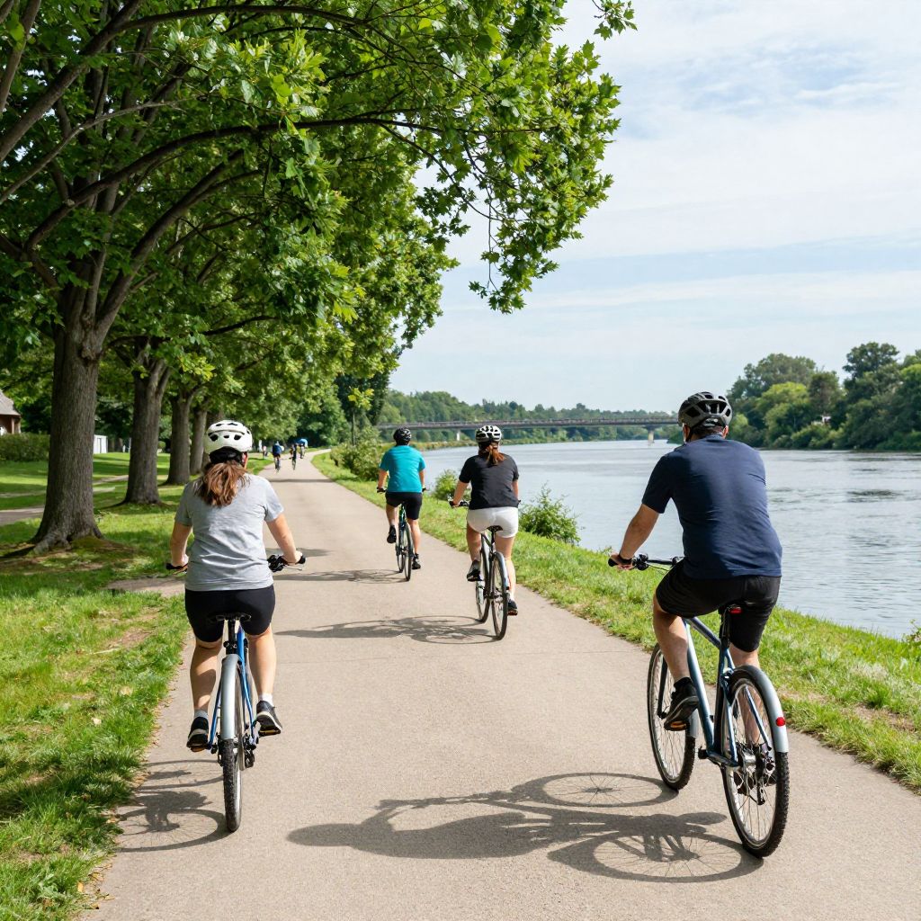 Biking along Brunswick Riverwalk