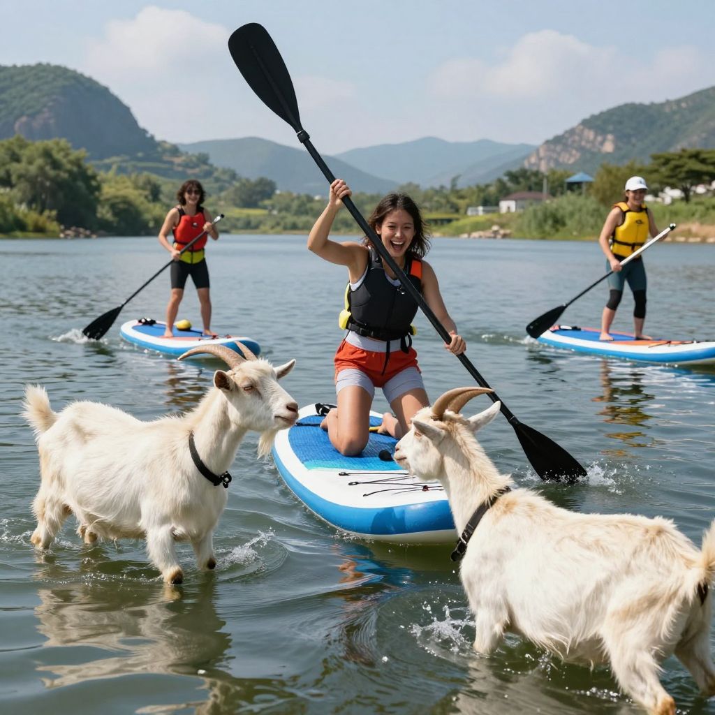 Paddleboarding with Goats